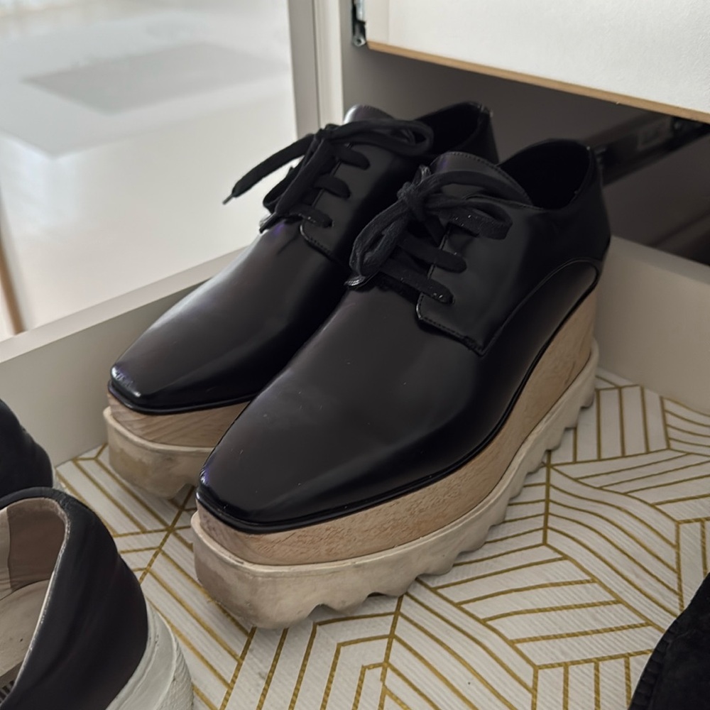 Stella McCartney Black Elyse Platform Derby Sneakers EU Size 36 US 6